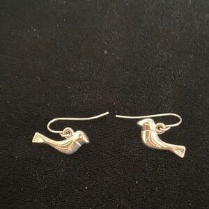 Vintage Trifari Silver Tone Bird Dangle Earrings Signed